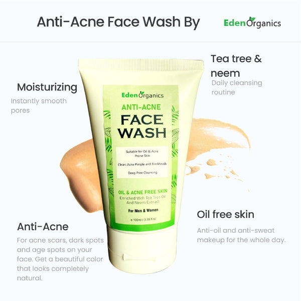 Edenorganics anti-acne face wash. Tea tree & neem extracts.